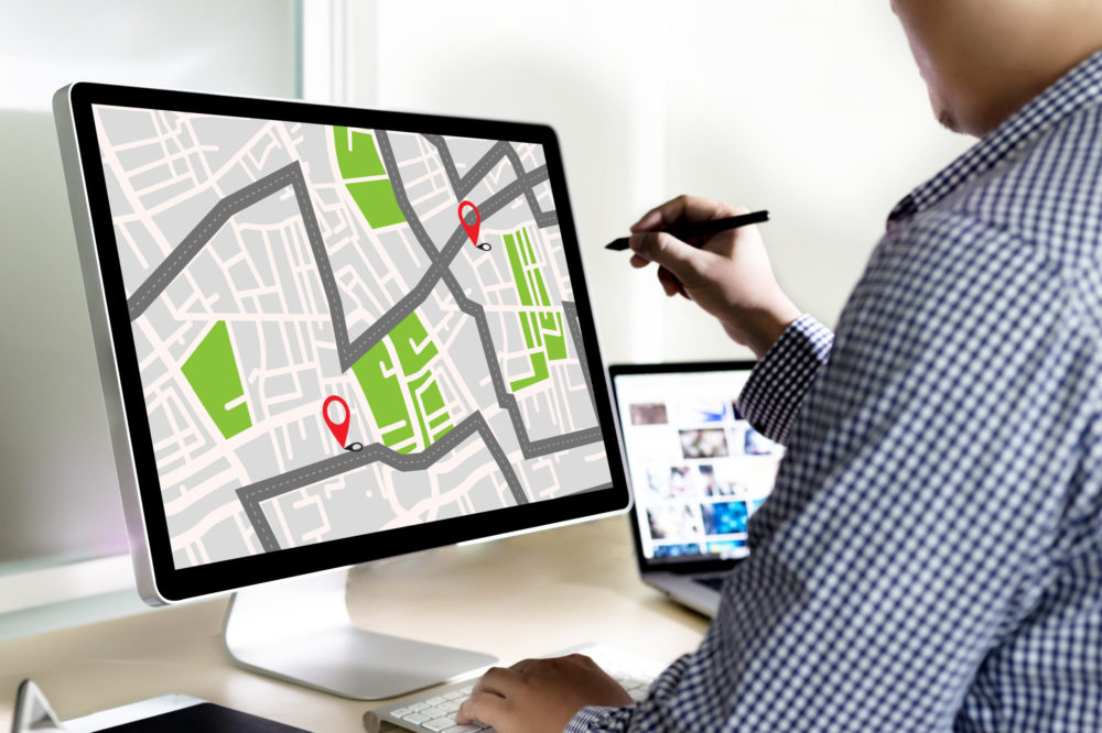 GPS Map to Route Destination network connection Location Street Map with GPS Icons  Navigation